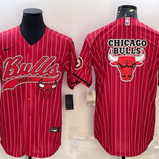 Men's Chicago Bulls Red Team Big Logo Cool Base Stitched Baseball JerseyS