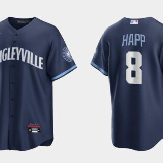 Men's Chicago Cubs #8 Ian Happ Navy City Connect Cool Base Stitched Baseball Jersey