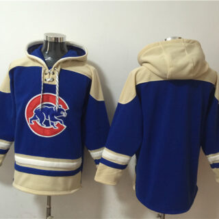 Men's Chicago Cubs Blank Ageless Must-Have Lace-Up Pullover Hoodie