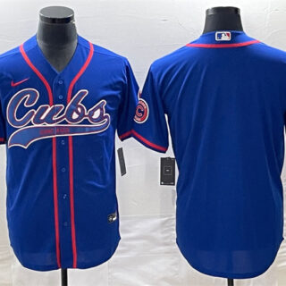 Men's Chicago Cubs Blank Royal Cool Base Stitched Baseball Jersey