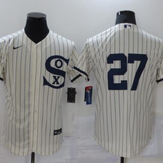 Men's Chicago White Sox #27 Lucas Giolito 2021 Cream Navy Field of Dreams Flex Base Stitched Jersey