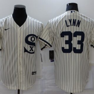 Men's Chicago White Sox #33 Lance Lynn 2021 Cream Field of Dreams Name Cool Base Stitched Nike Jersey