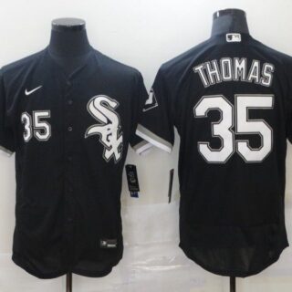 Men's Chicago White Sox #35 Frank Thomas Black Stitched MLB Flex Base Nike Jersey
