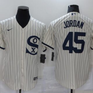 Men's Chicago White Sox #45 Michael Jordan 2021 Cream Navy Field of Dreams Name Flex Base Stitched Jersey