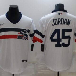 Men's Chicago White Sox #45 Michael Jordan White 2021 Throwback Cool Base Nike Jersey