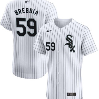 Men's Chicago White Sox #59 John Brebbia White Elite Stitched Baseball Jersey