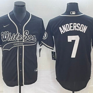 Men's Chicago White Sox #7 Tim Anderson Black Cool Base Stitched Jersey