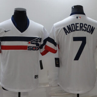 Men's Chicago White Sox #7 Tim Anderson White Cool Base Stitched Jersey