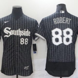 Men's Chicago White Sox #88 Luis Robert Black 2021 City Connect Stitched MLB Flex Base Nike Jersey