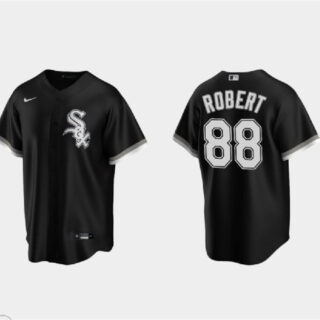 Men's Chicago White Sox #88 Luis Robert Black Cool Base Stitched Jersey