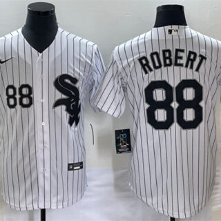 Men's Chicago White Sox #88 Luis Robert White Cool Base Stitched Jersey