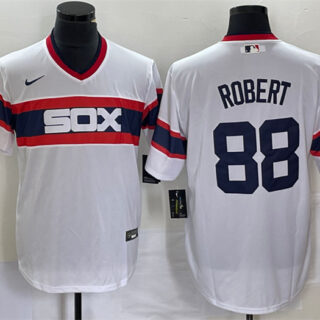 Men's Chicago White Sox #88 Luis Robert White Cool Base Stitched Jersey