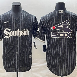 Men's Chicago White Sox Black Team Big Logo Cool Base Stitched Jersey