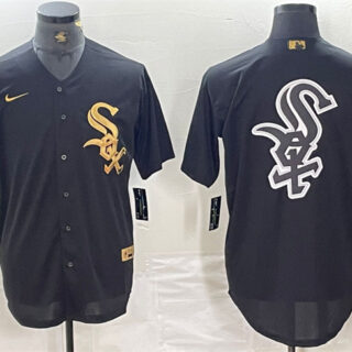 Men's Chicago White Sox Blank Black Cool Base Stitched Jersey 1