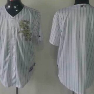 Men's Chicago White Sox Customized White With Camo Jersey