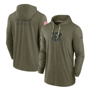Men's Cincinnati Bengals 2022 Olive Salute To Service Tonal Pullover Hoodie