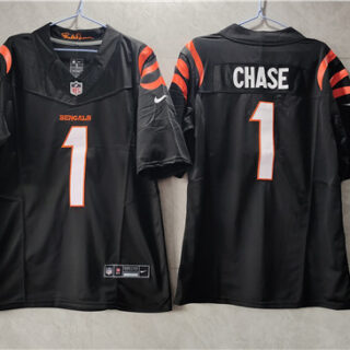 Men's Cincinnati Bengals #1 Ja'Marr Chase Black 2023 F.U.S.E. Vapor Untouchable Limited Stitched Jersey