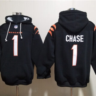 Men's Cincinnati Bengals #1 Ja'Marr Chase Black Pullover Hoodie