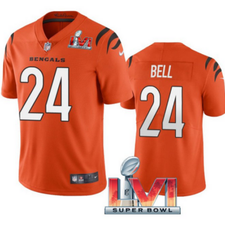 Men's Cincinnati Bengals #24 Vonn Bell 2022 Orange Super Bowl LVI Vapor Limited Stitched Jersey