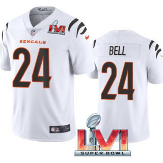 Men's Cincinnati Bengals #24 Vonn Bell 2022 White Super Bowl LVI Vapor Limited Stitched Jersey