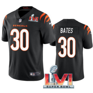 Men's Cincinnati Bengals #30 Jessie Bates 2022 Black Super Bowl LVI Vapor Limited Stitched Jersey