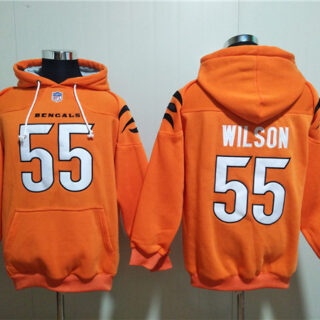 Men's Cincinnati Bengals #55 Logan Wilson Orange Pullover Hoodie