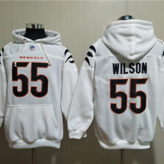 Men's Cincinnati Bengals #55 Logan Wilson White Pullover Hoodie