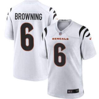 Men's Cincinnati Bengals #6 Jake Browning White Stitched Game Jersey