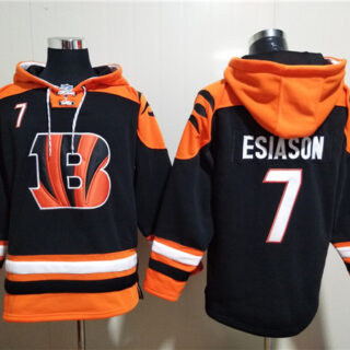 Men's Cincinnati Bengals #7 Boomer Esiason Orange Black Ageless Must-Have Lace-Up Pullover Hoodie