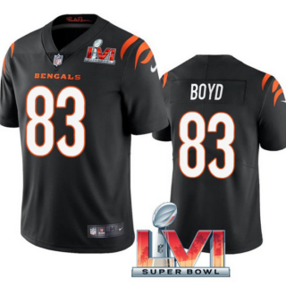 Men's Cincinnati Bengals #83 Tyler Boyd 2022 Black Super Bowl LVI Vapor Limited Stitched Jersey