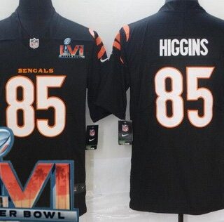 Men's Cincinnati Bengals #85 Tee Higgins Limited Black 2022 Super Bowl LVI Bound Vapor Jersey