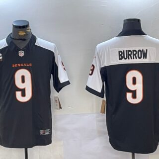 Men's Cincinnati Bengals #9 Joe Burrow 2024 F.U.S.E Arctic Black Limited Stitched Football jerseys