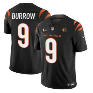 Men's Cincinnati Bengals #9 Joe Burrow Black 2023 F.U.S.E. With 4-Star C Patch And John Madden Patch Vapor Limited Stitched Football Jersey