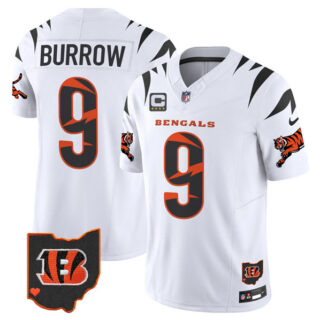 Men's Cincinnati Bengals #9 Joe Burrow White F.U.S.E. With 4-Star C Patch Special Vapor Untouchable Limited Stitched Football Jersey