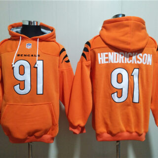 Men's Cincinnati Bengals #91 Trey Hendrickson Orange Pullover Hoodie