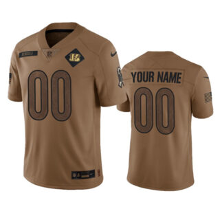 Men's Cincinnati Bengals Active Player Custom 2023 Brown Salute To Service Limited Stitched Jersey