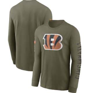 Men's Cincinnati Bengals Olive 2022 Salute To Service Long Sleeve T-Shirt