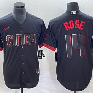 Men's Cincinnati Reds #14 Pete Rose Black 2023 City Connect Cool Base Stitched Baseball Jersey