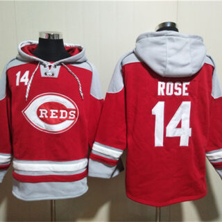 Men's Cincinnati Reds #14 Pete Rose Red Ageless Must-Have Lace-Up Pullover Hoodie
