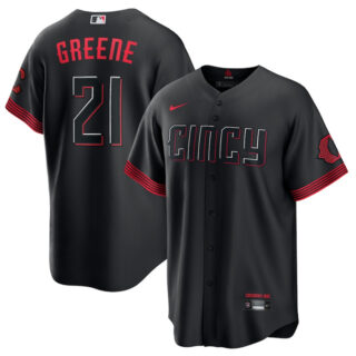 Men's Cincinnati Reds #21 Hunter Greene 2023 City Connect Cool Base Stitched Baseball Jersey