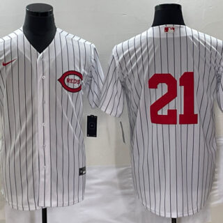 Men's Cincinnati Reds #21 Hunter Greene White Field Of Dreams Stitched Baseball Jersey