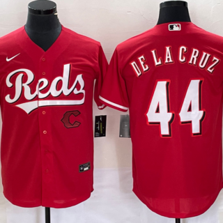 Men's Cincinnati Reds #44 Elly De La Cruz Red Cool Base Stitched Baseball Jersey