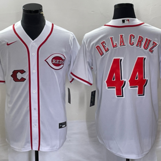 Men's Cincinnati Reds #44 Elly De La Cruz White Cool Base Stitched Baseball Jersey