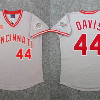 Men's Cincinnati Reds #44 Eric Davis Gray 1990 World Series Stitched Jersey