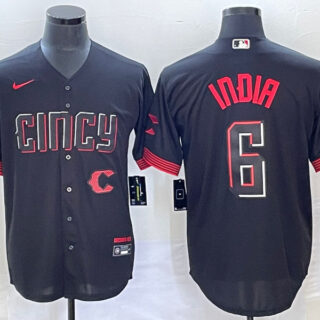 Men's Cincinnati Reds #6 Jonathan India Black 2023 City Connect With Patch Stitched Jersey