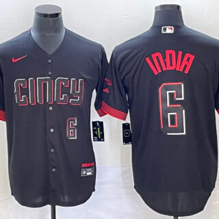 Men's Cincinnati Reds #6 Jonathan India Black 2023 City Connect With Patch Stitched Jersey 6