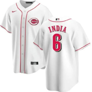 Men's Cincinnati Reds #6 Jonathan India White Cool Base Stitched Baseball Jersey
