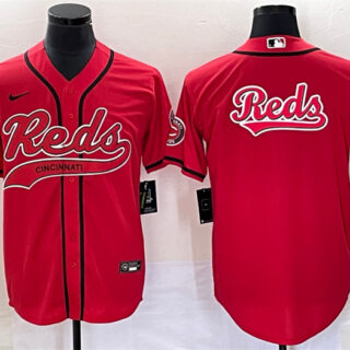 Men's Cincinnati Reds Red Team Big Logo With Patch Cool Base Stitched Baseball Jersey