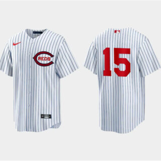 Men's Cincinnati Reds White #15 Nick Senzel Field Of Dreams Cool Base Stitched Baseball Jersey