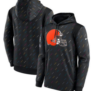 Men's Cleveland Browns 2021 Charcoal Crucial Catch Therma Pullover Hoodie